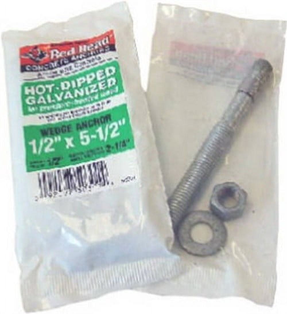 Itw Brands 11021 Red Head 10-Pack 1/2 x 5-1/2-Inch Hot-Dipped Galvanized Wedge Anchors