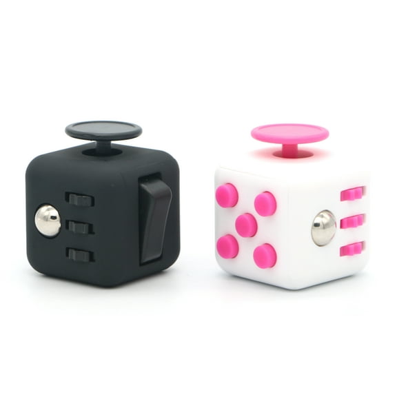 Appash Fidget Cube Stress Anxiety Pressure Relieving Toy Great for Adults and Children[Gift Idea][Relaxing Toy][Stress Reliever][Soft Material](1Pink&1Black)