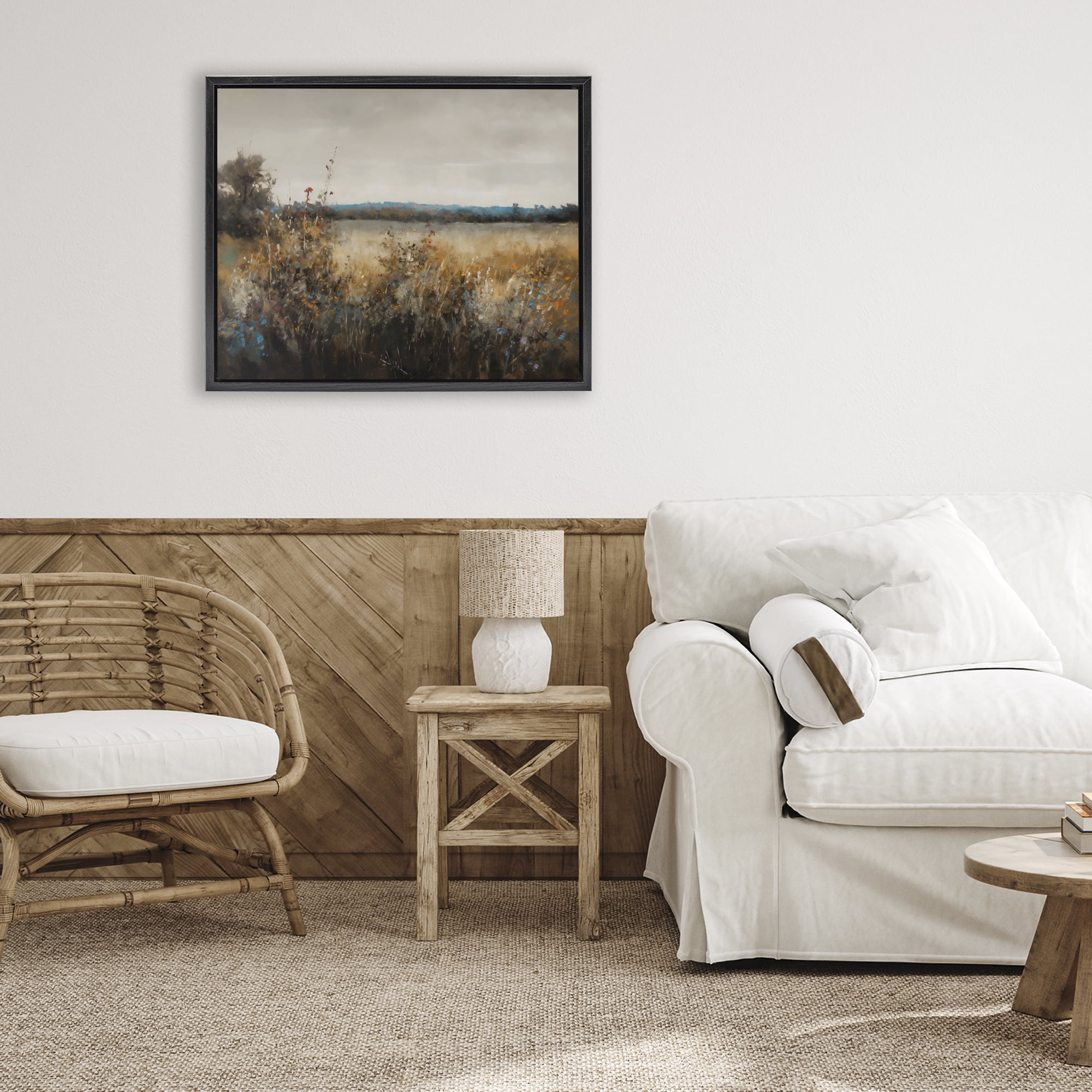 Stupell Industries Abstract Grunge Meadow Black Framed Floater Canvas Wall Art, design by Creative Studio