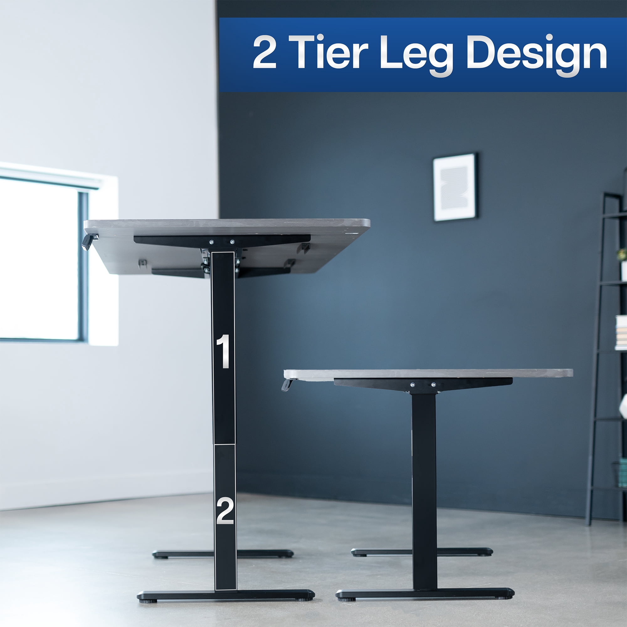 VIVO Electric Dual Motor 71” x 36” Standing Desk, Dark Gray Top, Black Frame
