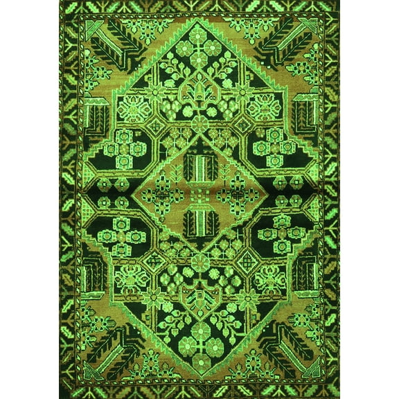 Ahgly Company Indoor Rectangle Persian Green Traditional Area Rugs, 5' x 7'