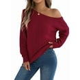 thumbnail image 3 of Crochet Tops for Women Off the Shoulder Sweaters Summer Long Sleeve Hollow Out Knit Beach Clothes, 3 of 9