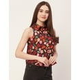 thumbnail image 3 of Moomaya Printed Sleeveless Casual Shirt, Womens Cotton Button Down Summer Tops, 3 of 9