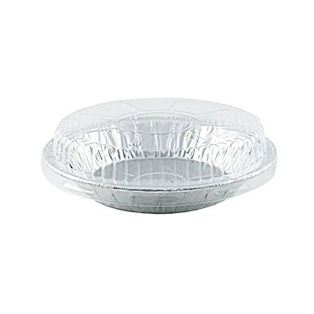 HFA 6" Aluminum Foil Pie Pan 15/16" Deep w/Clear Dome Lids Disposable
