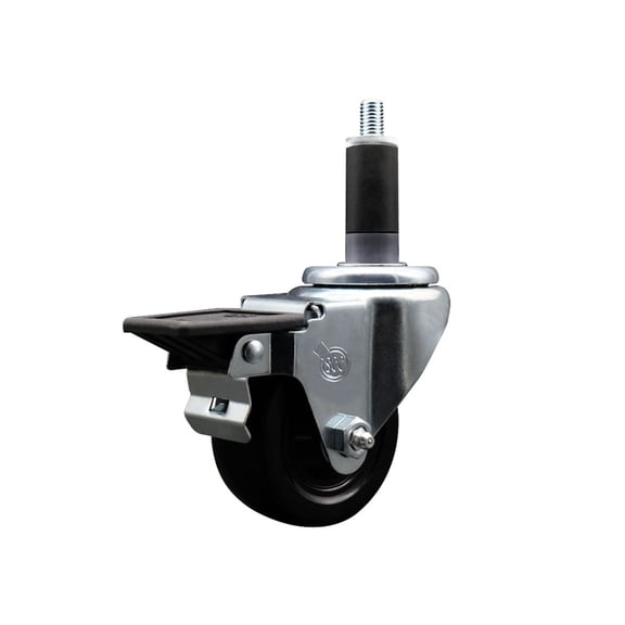 3 Inch Hard Rubber Swivel 1-1/8 Inch Expanding Stem Caster with Brake SCC