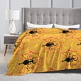 thumbnail image 4 of DouZhe Ultra-Soft Micro Fleece Lightweight Flannel Bed Blanket, Halloween Fun Spider Web Orange Print Cozy Warm Throw Blankets, 80"x60", 4 of 7