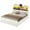 White, variant on Full Size Upholstered Bed with Bookcase Headboard, Bed Frame with 4 Oversized Storage Drawers, Full Platform Bed Frame with LED Lights and Charging Station, Strong Metal Slats, White
