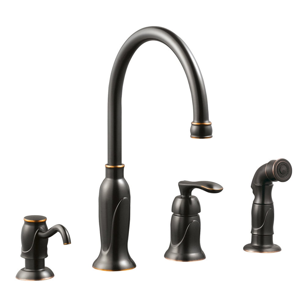 Madison Kitchen Faucet with Sprayer and Soap Dispenser, Oil Rubbed Bronze