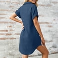 thumbnail image 5 of Hrsba Shirt Dresses for Women Solid Color Lapel Neck with Pockets Button Front Midi Length Dress, 5 of 8