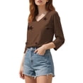 thumbnail image 4 of Holzkary 3/4 Sleeve T Shirts for Women Women's Fashion Casual Print Three Quarter Sleeve Top T Shirt Summer Tops Fall Fashion Blouses Beach Vacation Clothes Spring Tunic 2025 Trendy Khaki L, 4 of 9