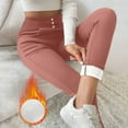 thumbnail image 5 of Fleece Lined Leggings for Women High Waisted Warm Winter Yoga Pants Thermal Workout Trousers with Pockets New Travel Pants Women Watermelon Red L, 5 of 7