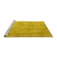 thumbnail image 2 of Ahgly Company Machine Washable Indoor Round Abstract Yellow Contemporary Area Rugs, 5' Round, 2 of 4