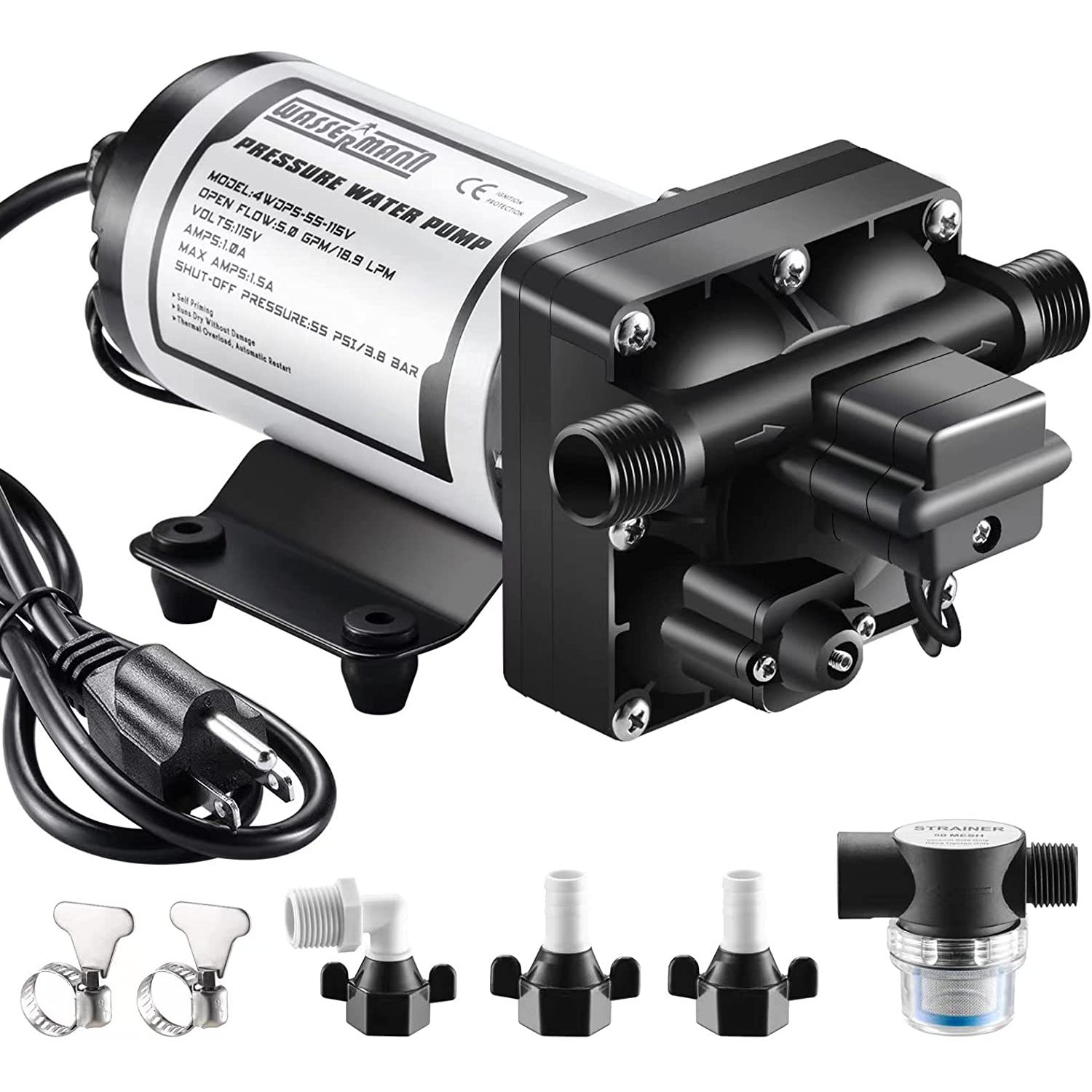 Water Pressure Booster Pump 115V AC with Pressure Switch,Selfpriming