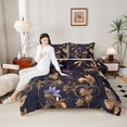 thumbnail image 4 of Feelyou Fashion Gold Leaf Bedding Comforter Set, Mystic Romantic Butterfly Twin Comforter Sets, Retro Flower Reversible Bedding Set, Microfiber Bedroom Decor, 2pcs, 4 of 8