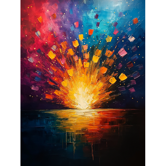 Colorful Sunset Explosion Canvas Painting， Suitable for Living Room， Bedroom， Office， Dining Room， and Hotel Decoration