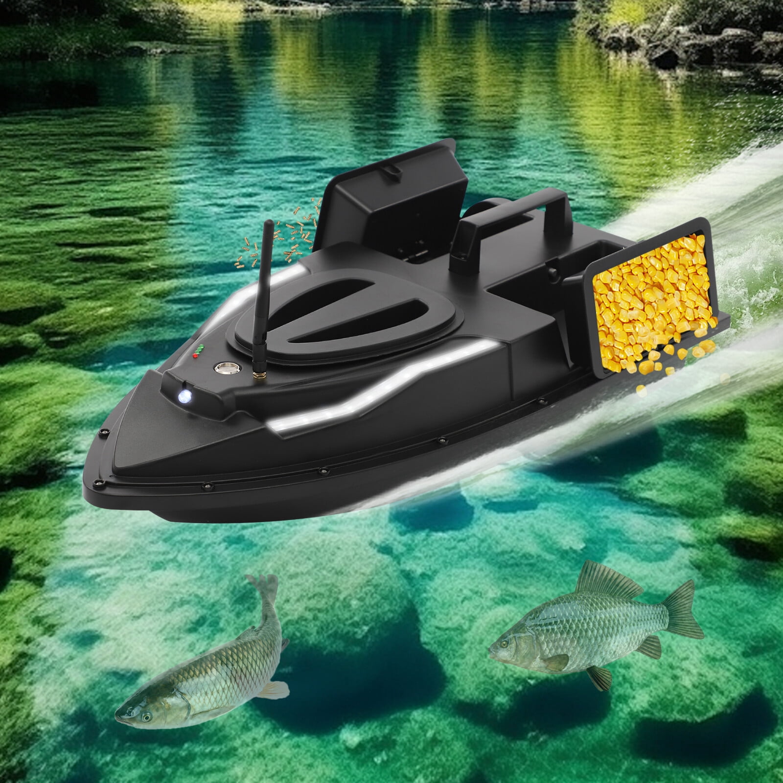 ABS Exquisite Fishing Bait Boat Remote Control Battery Powered Bait Boat with LCD Display