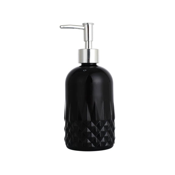 Premium Glass Liquid Soap Dispenser Pump Bottle – Elegant Diamond-Textured Design, Leakproof & Airtight, Refillable, Durable & Scratch-Resistant for Bathroom & Kitchen