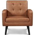 thumbnail image 6 of Yaheetech Modern Faux Leather Tufted Accent Chair, Retro Brown, 6 of 9