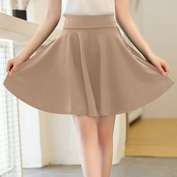 Ichuanyi clearance women fashion color half length dress classic calf a Line dress Khaki xxl ichuanyi wer2023081106997
