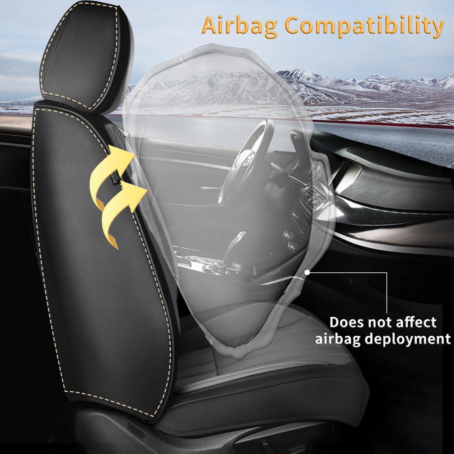 DIKSOAKR Car Seat Covers Fit for Toyota Camry 2012-2025 Full Set Leather Seat Cushion Airbag Compatible Easy to Install(2 Seats,Black&Grey)