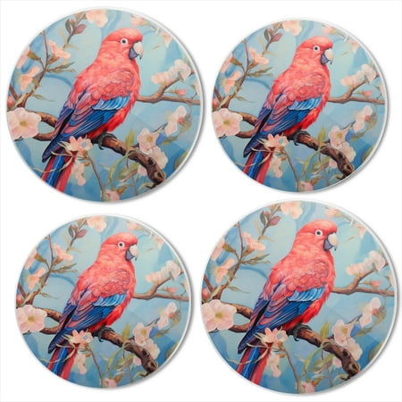 

BaHomeck Electric Stove Burner Covers Set of 4 Round Metal Gas Stove Burner Covers 8 Inch and 10 Inch Kitchen Decor Beautiful Oil Painting Of Parrot Sitting On Branch
