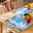 thumbnail image 4 of Summer Beach Placemats Set of 6 Retro Lighthouse Sailing Nautical Place Mats Indoor Wipeable Table Mats Washable Cloth Dining Table Placemats for Kitchen Holiday Party Home Decor 13x19 Inch, 4 of 9