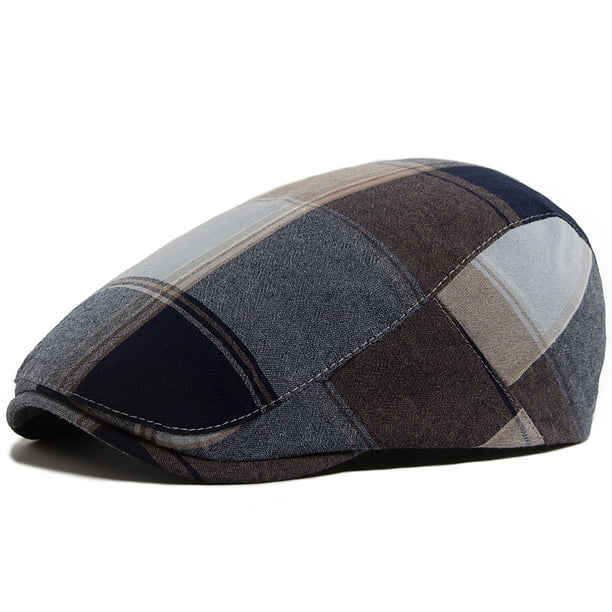 Gorra plana a cuadros de algodón o mezclilla para hombre