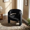 thumbnail image 2 of AFO Modern Upholstered Dining Chair, Cute Barrel Side Armchair with Round Back for Living Room Dining Room Bedroom, Black, 2 of 7