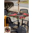 thumbnail image 4 of Outdoor Tablecloth with Umbrella Hole and Zipper, Christmas Square Table Cloth 54x54 Inch Waterproof Tablecloth, Xmas Botanical Birds Snowflake Vintage Picnic Table Cover for Patio Camping, 4 of 7