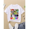 thumbnail image 2 of Girls' Sprunki Beats Team Game T-Shirt - Breathable, Moisture-Wicking Crew Neck Short Sleeve Tee with Fun Cartoon Characters, Perfect for Casual Streetwear, Summer Fashion for Boys and Teens Over 3 Y, 2 of 5