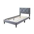thumbnail image 2 of Poundex Adjustable Diamond Tufted Headboard Twin Bed Frame in Gray Velvet, 2 of 3