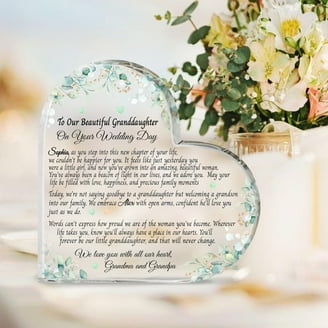 Engraved Heart Crystal Plaque - Granddaughter Birthday Gift With Love Message, 3.9x3.9 Inch Home Decor