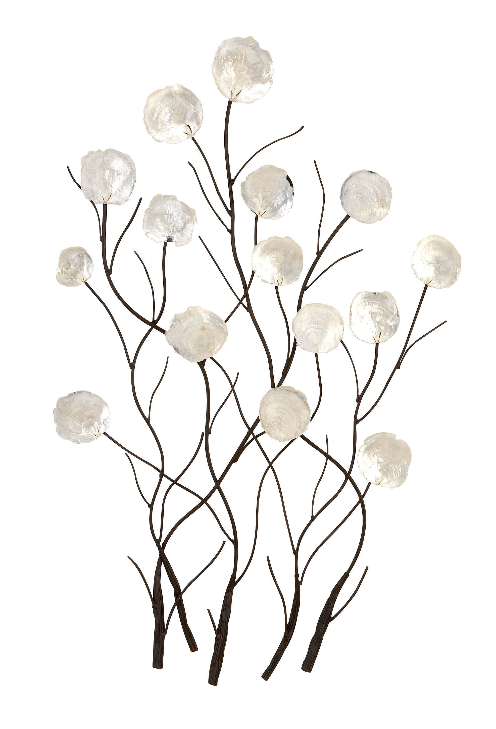 Decmode Modern 36 X 24 Inch White Seashelletal Fl Wall Decor