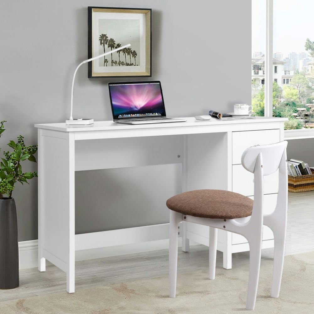 Demi Bonn 3-Drawer Computer Desk with Spacious Desktop, Small Home Office Desk Study Writing Table, White