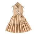 thumbnail image 5 of RUTAYY Children Girls Dress Sleeveless Turndown Collar Party Dress Solid Color Formal Gown Comfortable Resort Holiday Dresses, 5 of 7