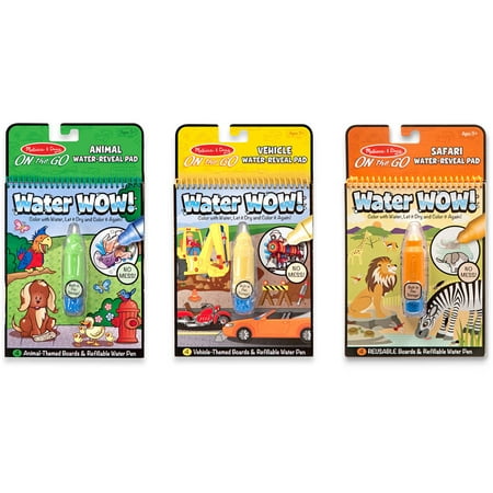 Melissa & Doug On the Go Water Wow! Water-Reveal Activity Pads Set, Vehicles, Animals,