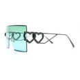 thumbnail image 6 of Womens Oversized Rimless Shield Luxury Heart Bling Jewel Hinge Sunglasses Gunmetal - Green, 6 of 8