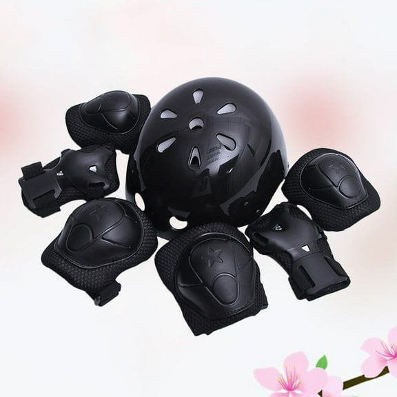 LULULION 6Pcs Black Protective Elbow Wrist Pads Set for Sports and Outdoor Activities