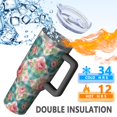 thumbnail image 5 of 40oz Pioneer Flower Floral Print Pattern Insulated Tumbler with Handle, BPA-Free Leak Proof Lid and Straws, Double Wall Vacuum, Hot 12h/Cold 34h, 5 of 6