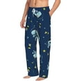 thumbnail image 2 of Uemuo Space Dinosaur Pattern Men's Wide Leg Palazzo Lounge Pants with Pockets Light Weight Loose Comfy Casual Pajama Pants-Large, 2 of 9