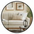 thumbnail image 2 of SONGMICS Round Mirror, Bathroom Mirror, 16 Inches, Metal Frame, for Living Room, Ink Black, 2 of 5