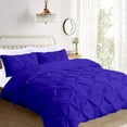 thumbnail image 2 of 500-Thread Count 100% Egyptian Cotton Pinch Pleated Pintuck Design 3pc Duvet Cover Set , With Zipper Closure & Corner Ties - Super King Plus Size ( 120" x 120" ) Inches, (Royal Blue), 2 of 7