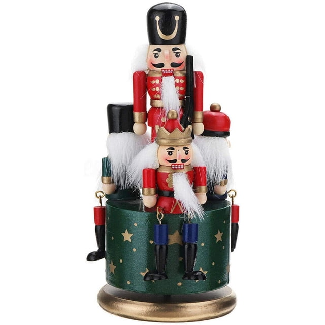 Soldado Cascanueces De Madera, 4 Soldados, Caja De Música, 21 Cm, Juguete Mecánico para Decoración Navideña, Regalo De Cumpleaños para Niños Verde