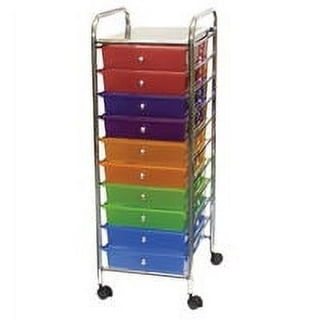 HOMGX 10 Drawer Storage Organizer Cart, 10 Tiers Multicolor Storage  Trolley, Storage Drawer Bin Carts, File & Debris Storage Mobile Cart,  Rolling