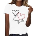 thumbnail image 2 of Sakmal Ladies Tops Under $5 Short Sleeve White Crew Neck Love Heart T-Shirts Shirts for Women, 2 of 3