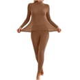 thumbnail image 2 of Ndbuld Women 2‑Piece Thermal Long Johns Set, Mock Neck Seamless Breathable Insulated Solid Color Base Layer for Cold Winter Weather, 2 of 9