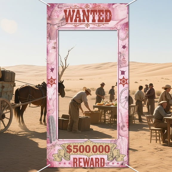 Wanted Poster Theme Party Decorations Backdrop 5.9x2.9Ft Western Cowboy Cowgirl Themed Banner Backdrops Wanted Sign Photography Background