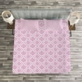 thumbnail image 3 of Ambesonne Ikat Quilted Bedspread Set 3 Pcs, Pastel Toned Trefoil Motifs, Queen Size, Lilac White, 3 of 3