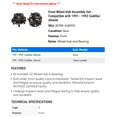 thumbnail image 2 of Front Wheel Hub Assembly Set - Compatible with 1991 - 1992 Cadillac Allante, 2 of 2