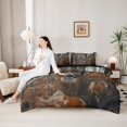 thumbnail image 4 of Castle Fairy Animal Deer 7-Piece Twin Bedding for Boys,Vintage Tree Branches Leaves Bedding Comforter Set,Brown Orange Cream,Black Reversible, 4 of 7
